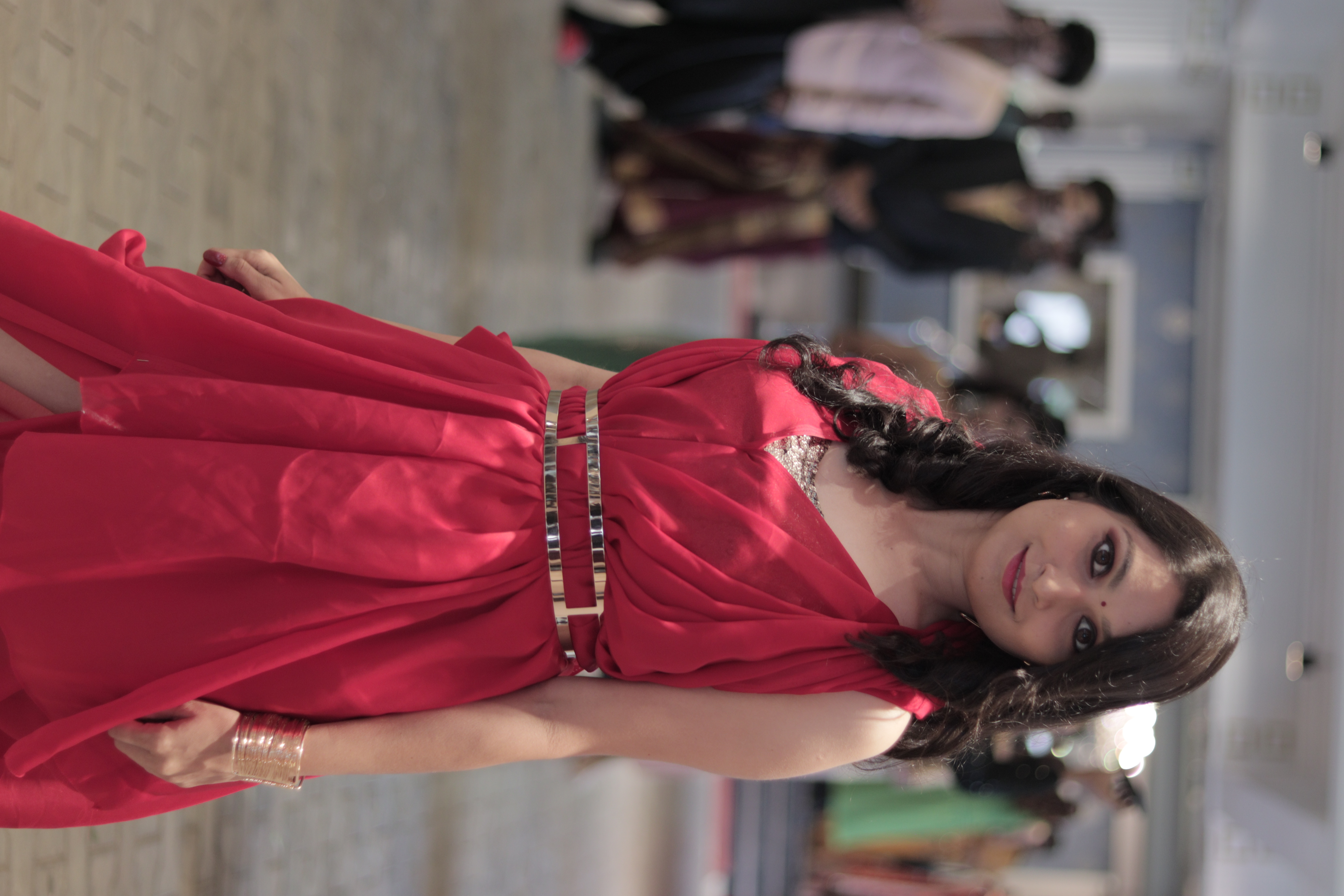 Runway walk under stage lights